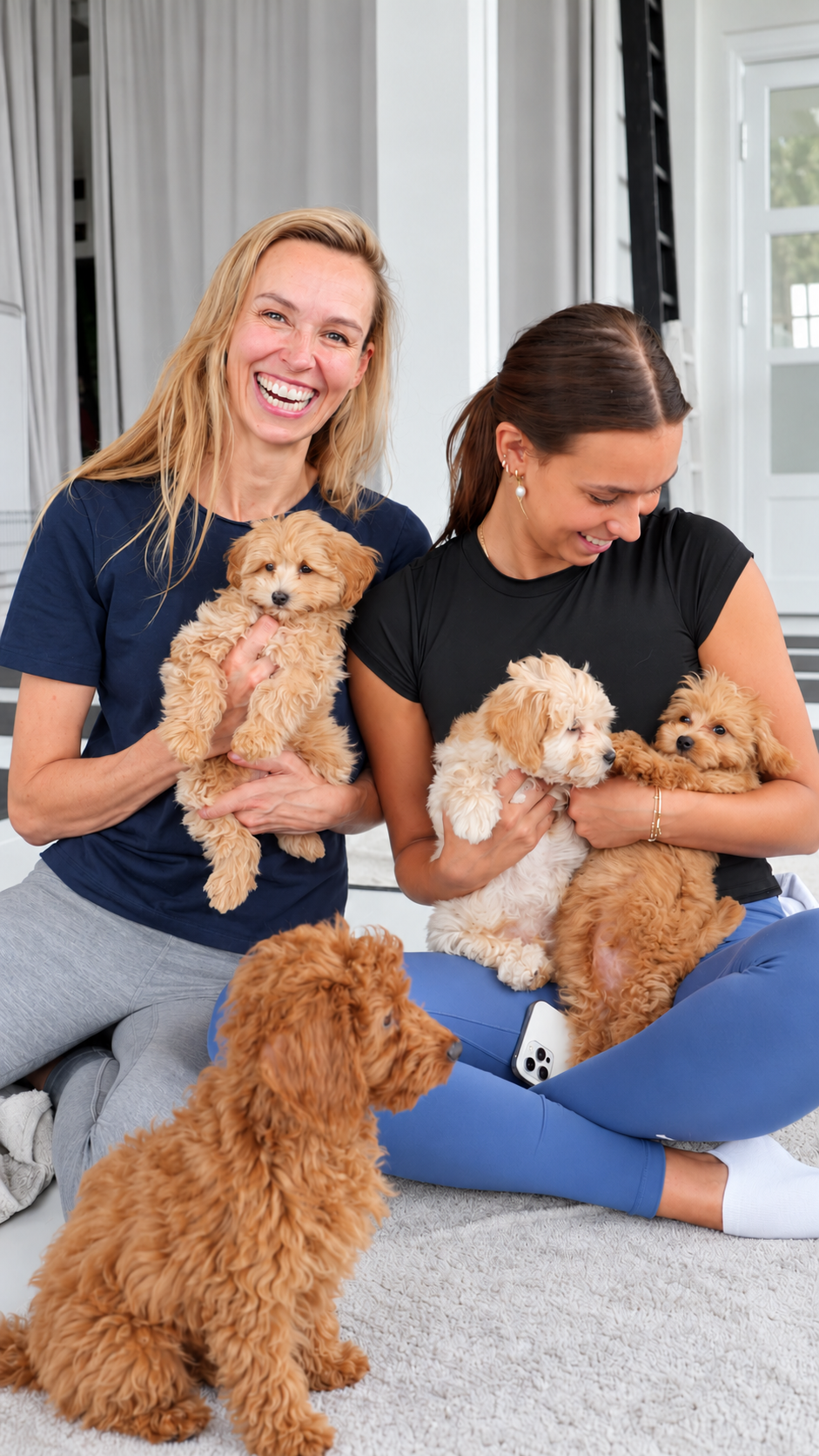 A Positiva guest enjoying gentle puppy cuddles